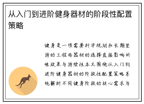 从入门到进阶健身器材的阶段性配置策略